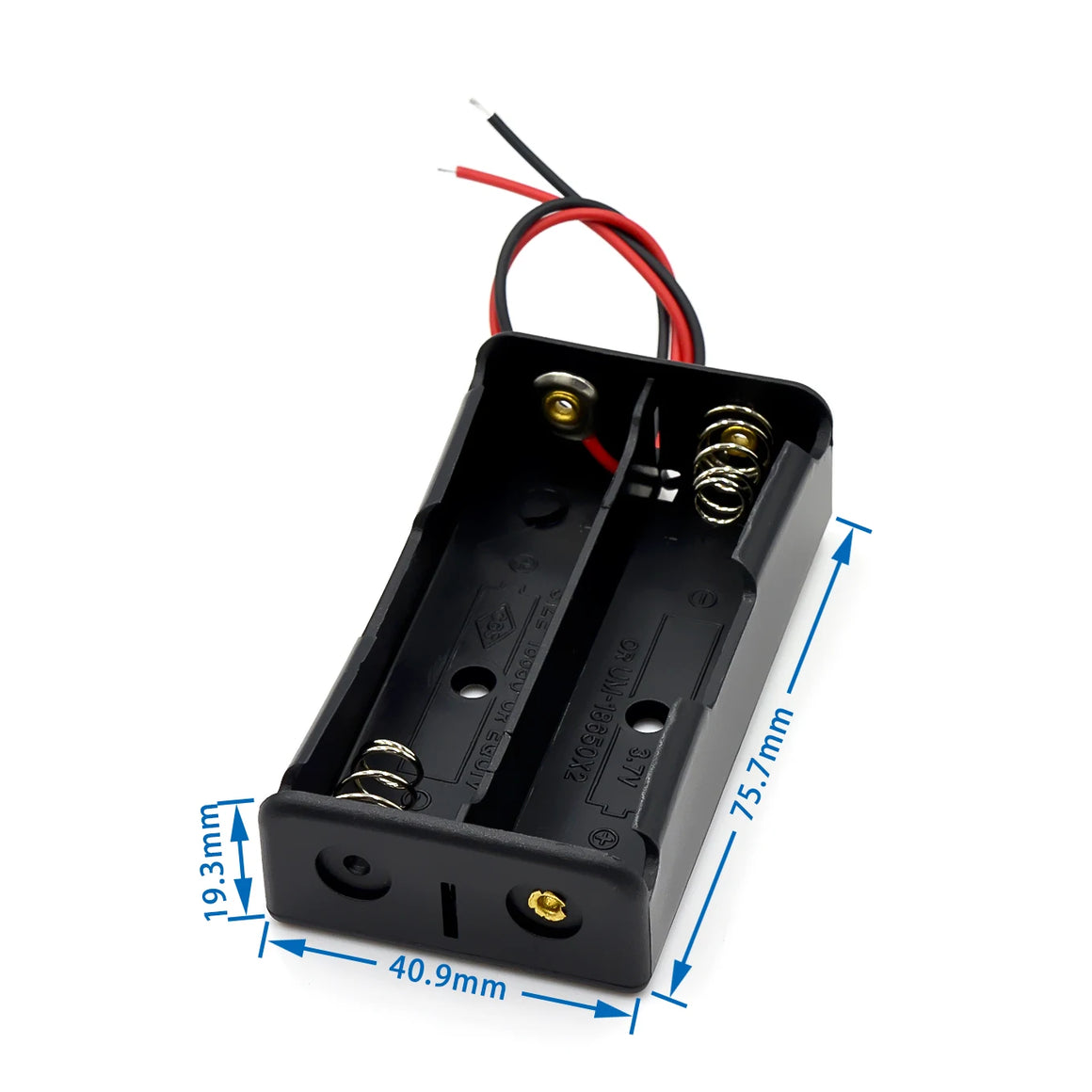 2 x 18650 Battery holder Case with Bare Wire Leads