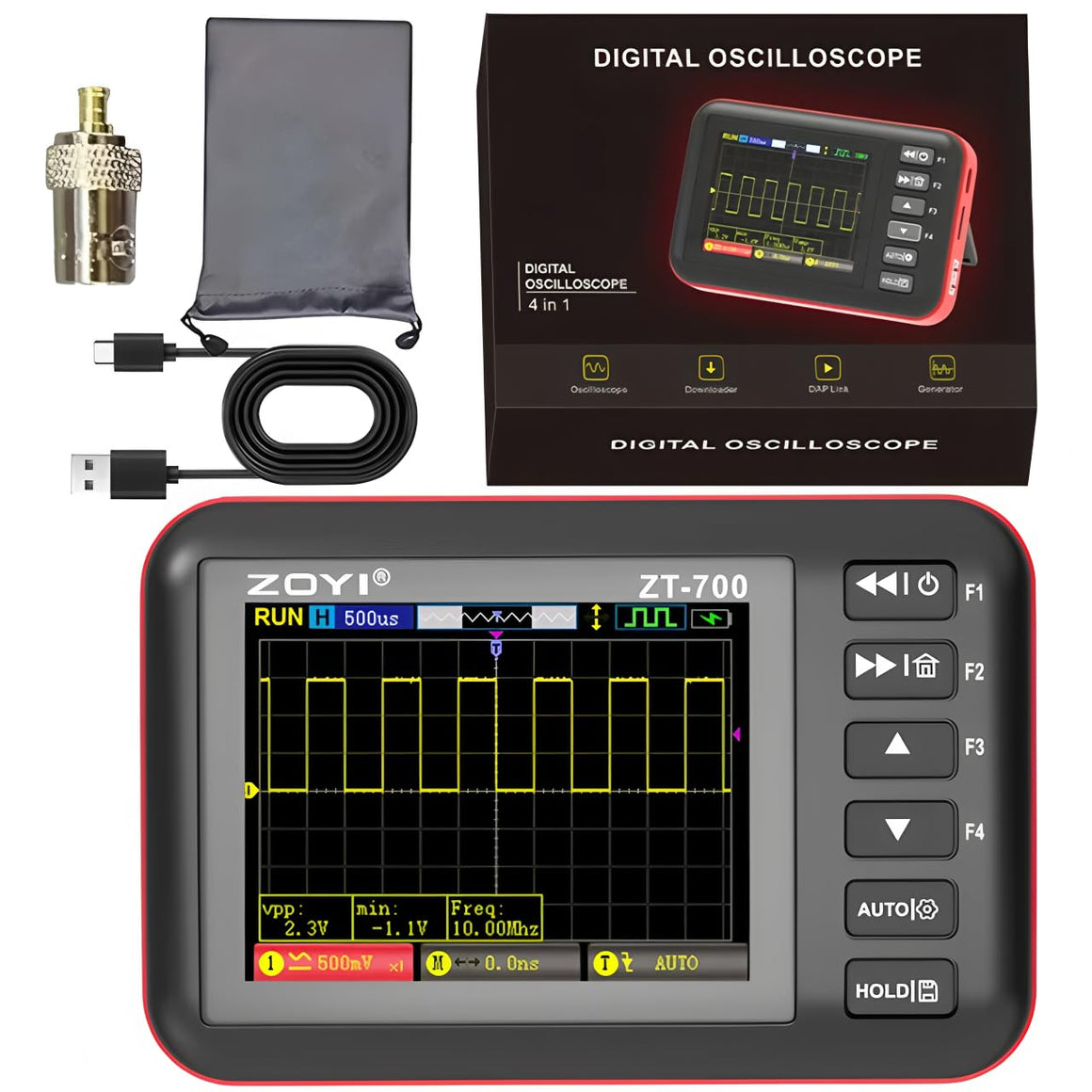 ZOYI ZT-700 4-in-1 Portable Oscilloscope & Signal Generator (10MHz)