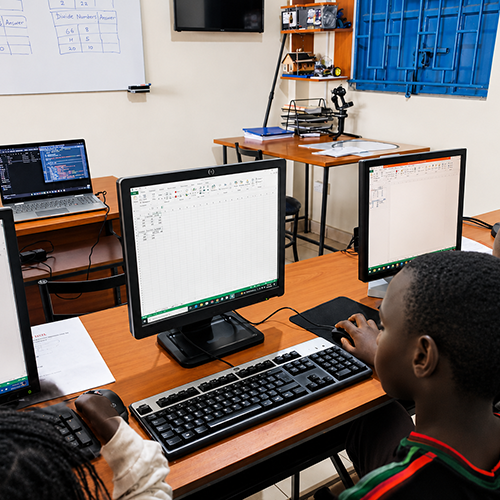 Students in class learning basics